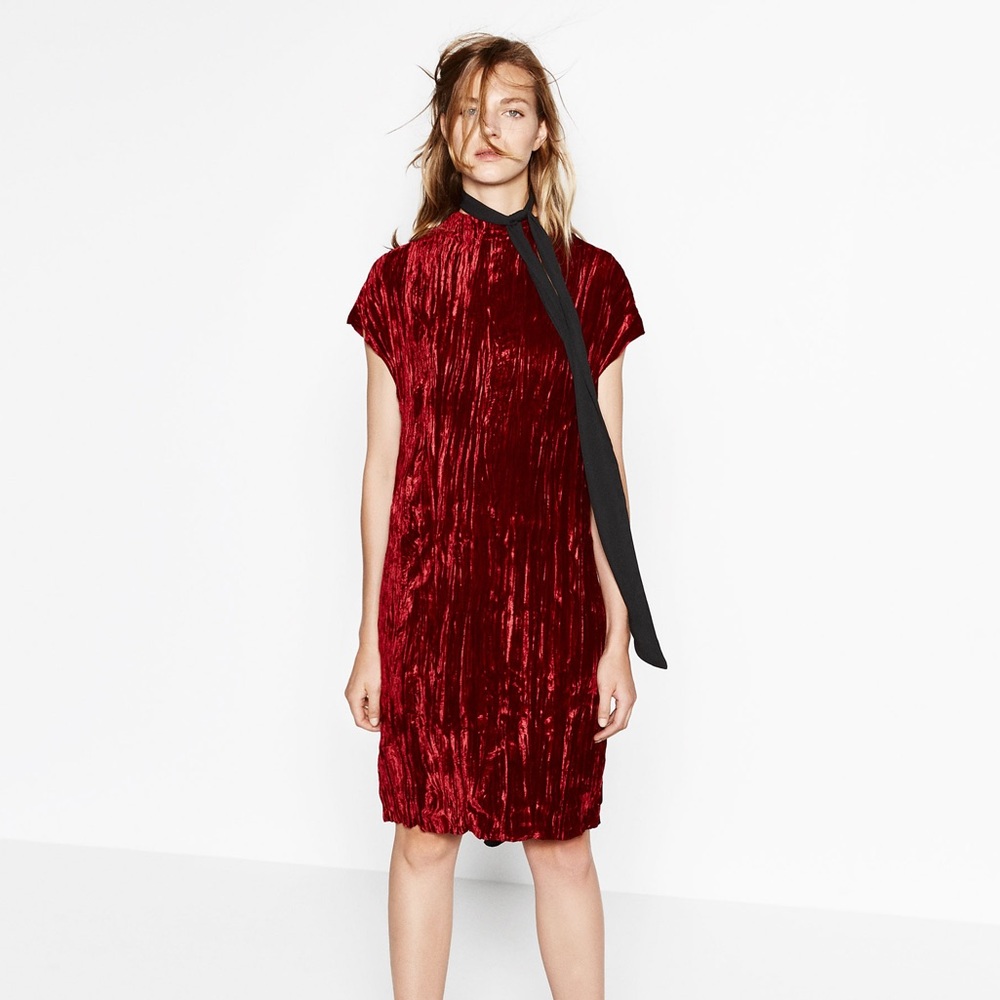 Zara Red Velvet Dress